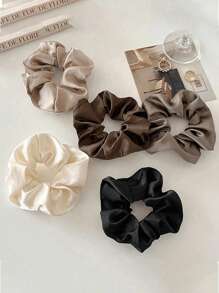 Lot de 5 scrunchies en satin pour coiffures élégantes et protection cheveux
