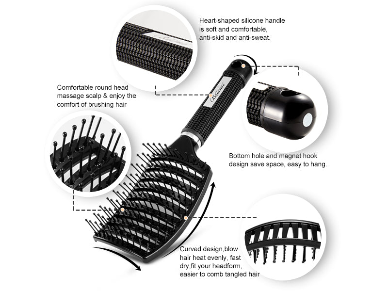 Brosse démêlante professionnelle anti-casse pour cheveux doux et sans nœuds
